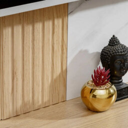 Arte Noir I Entertainment Unit Oak Cremona Marble White Led For Tvs Up To 70In - thumbnail 2