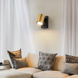 Harper Living Adjustable Wall Spotlight With On/off Switch, Gu10 Rotatable Single Lamp - Matt Black & Gold Wall Light - thumbnail 3