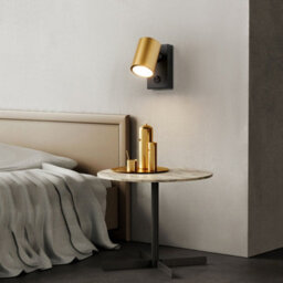 Harper Living Adjustable Wall Spotlight With On/off Switch, Gu10 Rotatable Single Lamp - Matt Black & Gold Wall Light - thumbnail 2