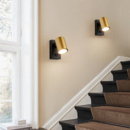 Harper Living Adjustable Wall Spotlight With On/off Switch, Gu10 Rotatable Single Lamp - Matt Black & Gold Wall Light - thumbnail 4