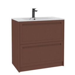 Royal Bathrooms Elmore 800mm Traditional Floor Standing 2 Drawer Bathroom Vanity Unit With Sintered Stone Basin - Terracotta Clay - thumbnail 6