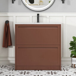 Royal Bathrooms Elmore 800mm Traditional Floor Standing 2 Drawer Bathroom Vanity Unit With Sintered Stone Basin - Terracotta Clay - thumbnail 3