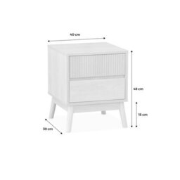 Sweeek - Grooved Bedside Table With Wood Effect Linear Light Wood 40X39X48 Cm - thumbnail 6