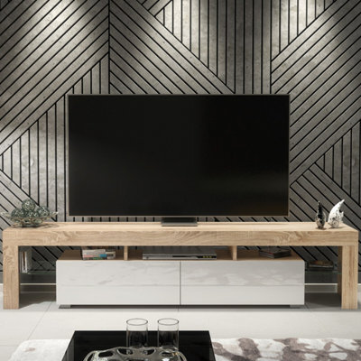 Creative Furniture Nova Tv Unit 200Cm - Oak & White Gloss Doors - image 1