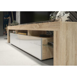 Creative Furniture Nova Tv Unit 200Cm - Oak & White Gloss Doors - thumbnail 4