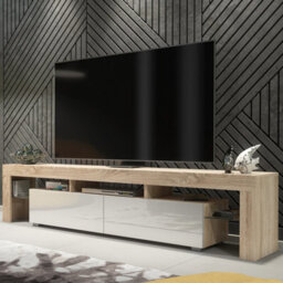 Creative Furniture Nova Tv Unit 200Cm - Oak & White Gloss Doors - thumbnail 5