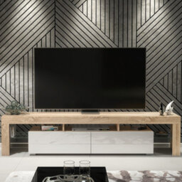 Creative Furniture Nova Tv Unit 200Cm - Oak & White Gloss Doors - thumbnail 1