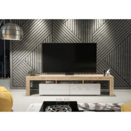 Creative Furniture Nova Tv Unit 200Cm - Oak & White Gloss Doors - thumbnail 2