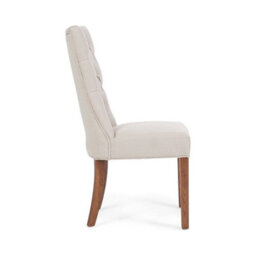 Furniture 48 Francois Cream Fabric Dark Oak Leg Dining Chairs (Pair) - thumbnail 3