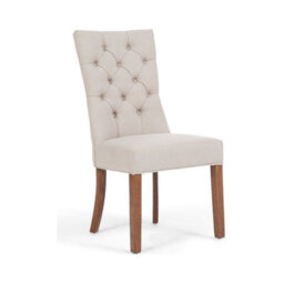 Furniture 48 Francois Cream Fabric Dark Oak Leg Dining Chairs (Pair) - thumbnail 2