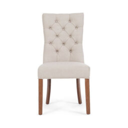Furniture 48 Francois Cream Fabric Dark Oak Leg Dining Chairs (Pair) - thumbnail 1