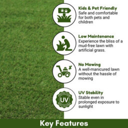"Troon 30mm Artificial Grass, Plush Outdoor Artificial Grass, Premium Pet-Friendly Artificial Grass-3M(9'9"") X 4M(13'1"")-12M²" - thumbnail 2