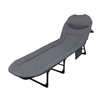Alivio Adjustable Recliner Sun Lounger Chair & Bed, Lightweight For Sleeping, Napping, Camping & Outdoor Relaxation (Grey) - image 1