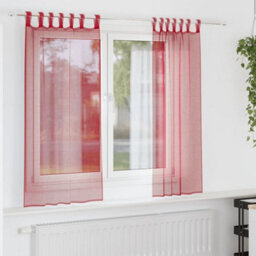 Berkfield Voile Curtains With Loops 2 Pcs Wine Red 140X175 Cm