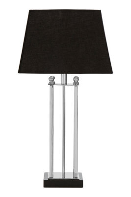 Orsina Black And Silver Table Lamp, Granite Base Accent Lamp With Fabric Shade, Stainless Steel Body - image 1
