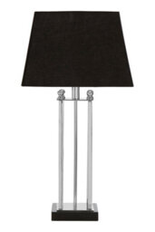 Orsina Black And Silver Table Lamp, Granite Base Accent Lamp With Fabric Shade, Stainless Steel Body