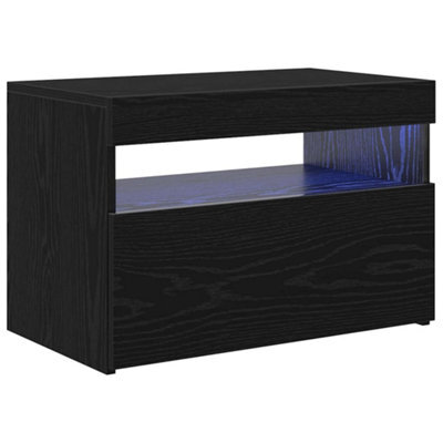Berkfield Modern Black Oak Tv Stand With Led Lights, 60X35X40 Cm, Made From Engineered Wood - image 1