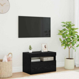Berkfield Modern Black Oak Tv Stand With Led Lights, 60X35X40 Cm, Made From Engineered Wood - thumbnail 6