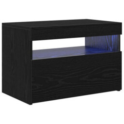 Berkfield Modern Black Oak Tv Stand With Led Lights, 60X35X40 Cm, Made From Engineered Wood - thumbnail 1