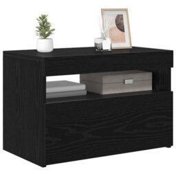 Berkfield Modern Black Oak Tv Stand With Led Lights, 60X35X40 Cm, Made From Engineered Wood - thumbnail 3
