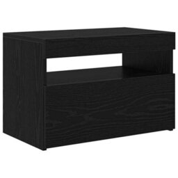 Berkfield Modern Black Oak Tv Stand With Led Lights, 60X35X40 Cm, Made From Engineered Wood - thumbnail 8