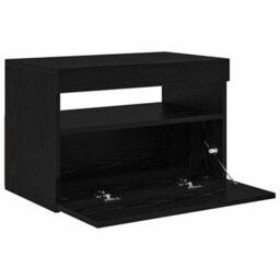 Berkfield Modern Black Oak Tv Stand With Led Lights, 60X35X40 Cm, Made From Engineered Wood - thumbnail 9