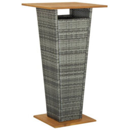 Berkfield 3 Piece Garden Bar Set Grey Poly Rattan&solid Wood Acacia - thumbnail 5
