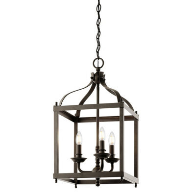 Stylish 3 Bulb Olde Bronze Ceiling Pendant Light With E14 Led Fittings