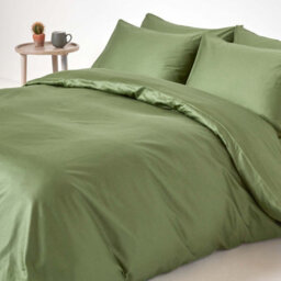 Homescapes Moss Green Organic Cotton Duvet Cover Set 400 Tc, King - thumbnail 2
