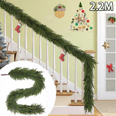 Amorly 2.2M Christmas Norfolk Pine Garland, Faux Greenery Garland, Realistic Winter Foliage For Fireplace, Table And Home Holiday Decor - image 1
