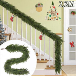 Amorly 2.2M Christmas Norfolk Pine Garland, Faux Greenery Garland, Realistic Winter Foliage For Fireplace, Table And Home Holiday Decor - thumbnail 1