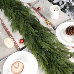 Amorly 2.2M Christmas Norfolk Pine Garland, Faux Greenery Garland, Realistic Winter Foliage For Fireplace, Table And Home Holiday Decor - thumbnail 2