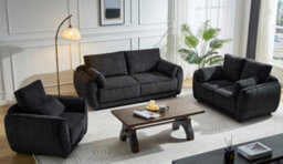 UK Leisure World Three Seater Dark Grey Charcoal Fabric Sofa Sofa Set Suites Settee 3 Seater Soft Sofa - thumbnail 2