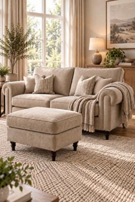 Loft Home Harlow Warm Taupe Standard Back Fabric 3 Seater Sofa - image 1