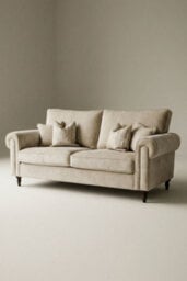 Loft Home Harlow Warm Taupe Standard Back Fabric 3 Seater Sofa - thumbnail 2