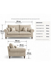 Loft Home Harlow Warm Taupe Standard Back Fabric 3 Seater Sofa - thumbnail 3
