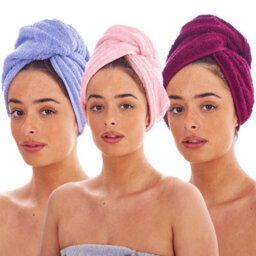 Keanu Turban Cotton Towel (Pack Of 3) Berry/lilac/pink (One Size)