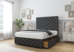 "Comfort Florida Graphite Tweed Divan Bed Base 2 Drawers Right Side - 26"" Strutted  & 12"" Footboard 4' Small Double" - thumbnail 5