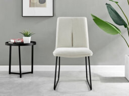Furniturebox Uk Leonardo Black Top Dining Table & 6 Halle Cream Fabric Chairs - thumbnail 8