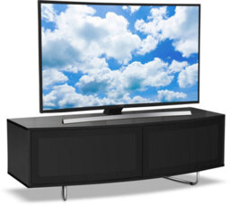 "Centurion Supports Caru Gloss Black Beam-Thru Remote Friendly ""d"" Shape Design Up To 65"" Tv Cabinet" - thumbnail 1