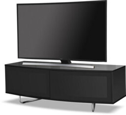 "Centurion Supports Caru Gloss Black Beam-Thru Remote Friendly ""d"" Shape Design Up To 65"" Tv Cabinet" - thumbnail 3