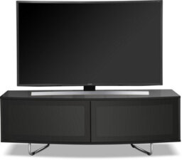 "Centurion Supports Caru Gloss Black Beam-Thru Remote Friendly ""d"" Shape Design Up To 65"" Tv Cabinet" - thumbnail 2