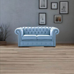 Chesterfield 2 Seater Shelly Haze Leather Sofa Settee Bespoke In Classic Style - thumbnail 2