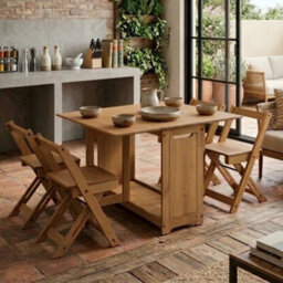 Mews Corona Butterfly Dining Set Santos 4 Seat Folding Drop Leaf Table Solid Mexican Pine - thumbnail 7