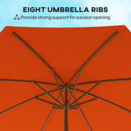 Outsunny Wooden Garden Parasol With Rope Pulley Mechanism And 8 Ribs Orange - thumbnail 7