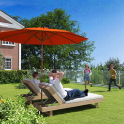 Outsunny Wooden Garden Parasol With Rope Pulley Mechanism And 8 Ribs Orange - thumbnail 8