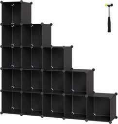 Songmics 16-Cube Storage Unit, Shoe Rack, Diy Shelving System, Stackable Cubes, Pp Plastic Shelf, Wardrobe, Closet Divider, For Bedroom - thumbnail 3