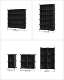 Songmics 16-Cube Storage Unit, Shoe Rack, Diy Shelving System, Stackable Cubes, Pp Plastic Shelf, Wardrobe, Closet Divider, For Bedroom - thumbnail 7