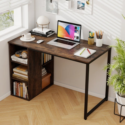 Costway 115 X 59 Cm Computer Desk Modern Home Office Desk With Storage Shelves-Brown - image 1