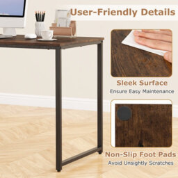 Costway 115 X 59 Cm Computer Desk Modern Home Office Desk With Storage Shelves-Brown - thumbnail 9